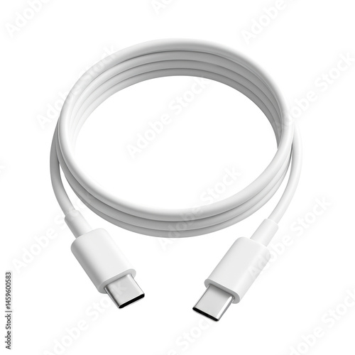 White USB C cable designed for fast data transfer and charging, featuring sleek and flexible design. Ideal for modern devices