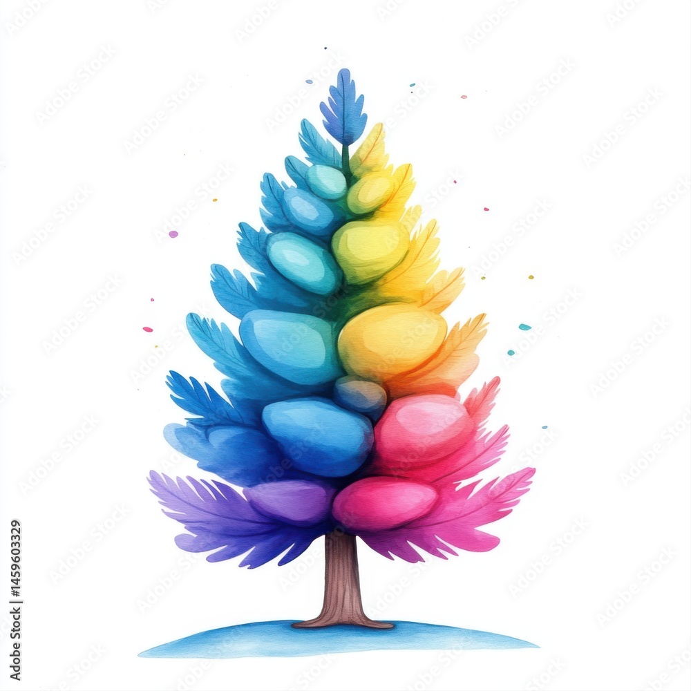 Colorful Artistic Tree Design with Rainbow Elements and Creative Flair