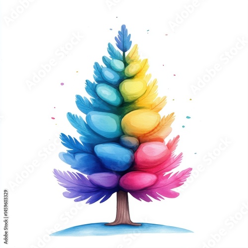 Obraz na płótnie Colorful Artistic Tree Design with Rainbow Elements and Creative Flair w salonie