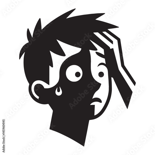 Fidgety Nervous Face silhouette, quick to react – Nervous Face illustration – Minimalist Nervous Face vector – Nervous Silhouette

