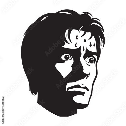 Anxious Nervous Face silhouette with clear unease – Nervous Face illustration – Minimalist Nervous Face vector – Nervous Silhouette

