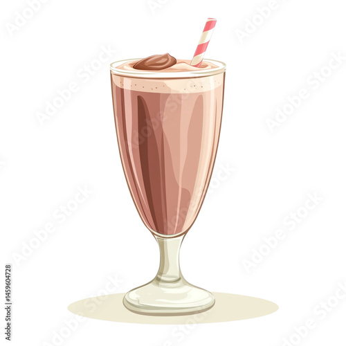 delicious chocolate milkshake glass straw