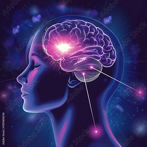 Pineal Gland Illustration Showing Melatonin Release Path For Sleep Medicine Ads.