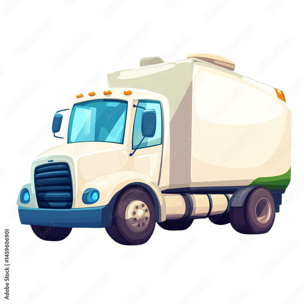 white delivery truck cartoon illustration