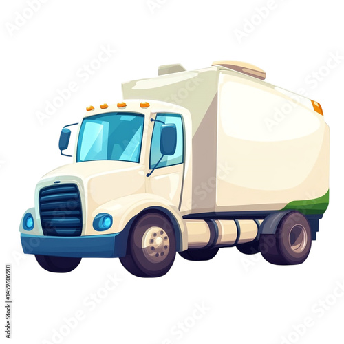 Obraz na płótnie white delivery truck cartoon illustration w salonie