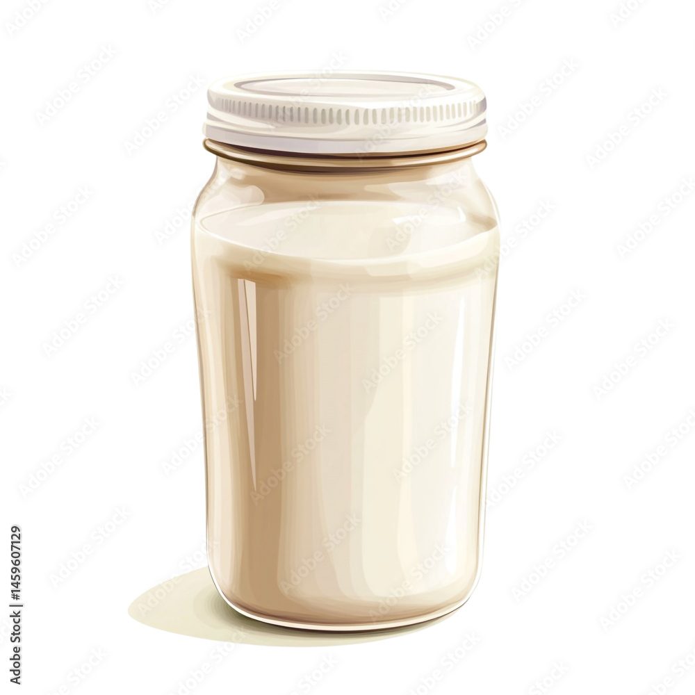 creamy milk in glass jar