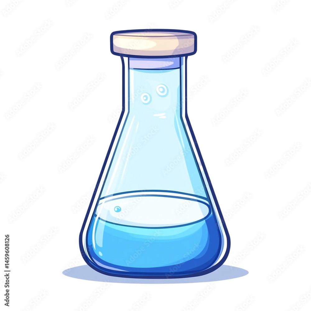 blue liquid science flask illustration