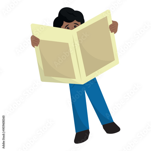 Lost man with map. Vector