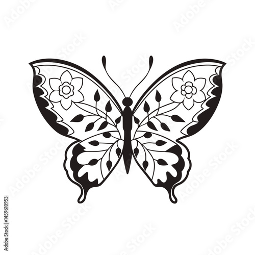 Black Silhouette Butterfly Vector Art & Icons on White Background. Vector Illustration