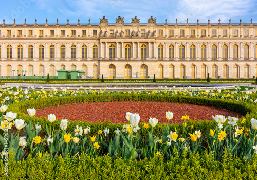 Versailles palace and gardens in spring outside Paris, France