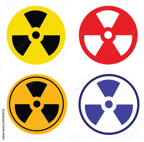 Cute cartoon hand drawn vector Nuclear Radiation Warning Symbol.