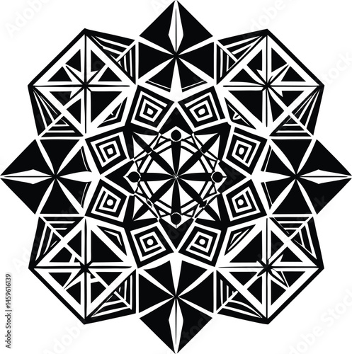 Seamless repeating geometric mosaic pattern textile with vintage style