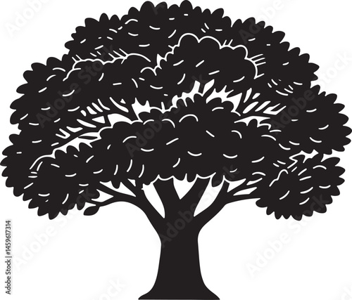 Tree silhouette vector on white background