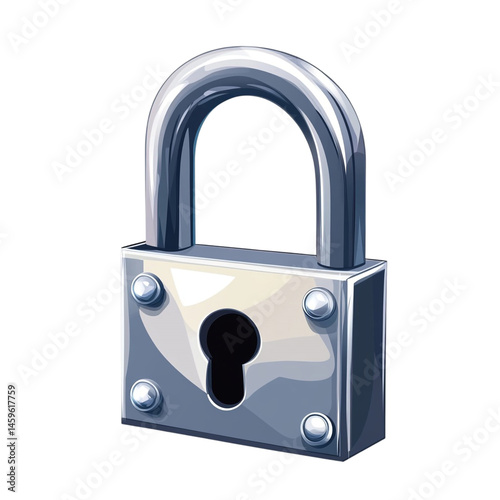 shiny metal padlock safety secure
