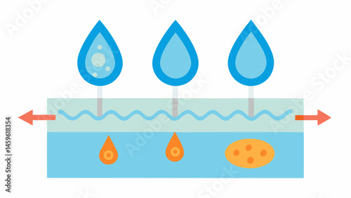 Hydration Process An illustration of moisture being absorbed by skin through nanoscale channels demonstrating enhanced hydration levels posttreatment.
