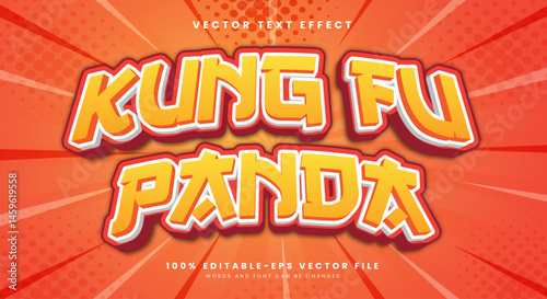 kung Fu panda 3d editable text effect Template with modern style design