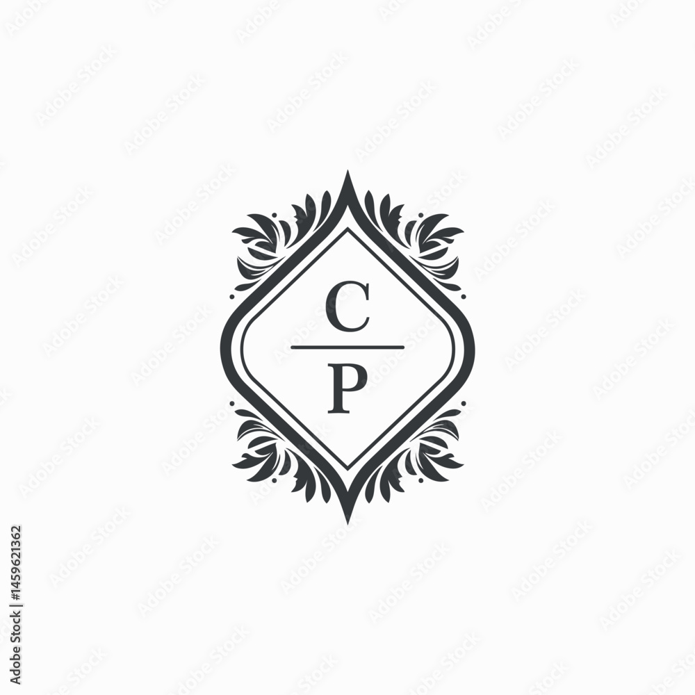 Fototapeta premium CP Initials Wedding Logo Vector Art Icons and Graphics