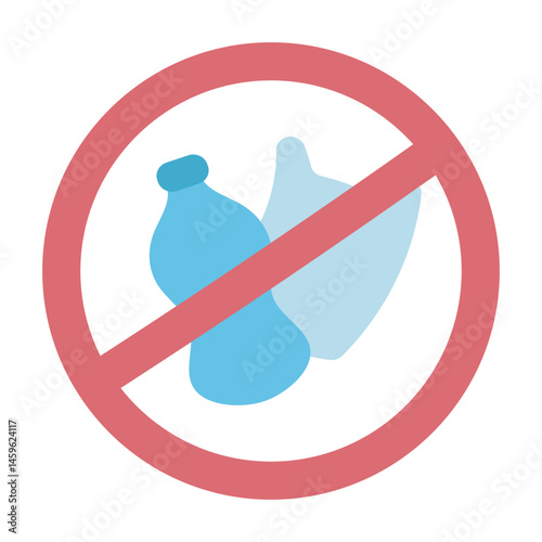 No plastic waste symbol with two plastic bottles, ideas for eco conscious designs emphasizing the importance of reducing plastic consumption
