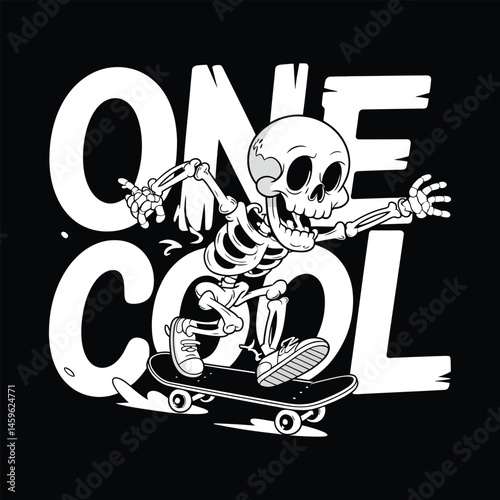 Skull and Bones Skateboard Rider – Vector Graphic Illustration