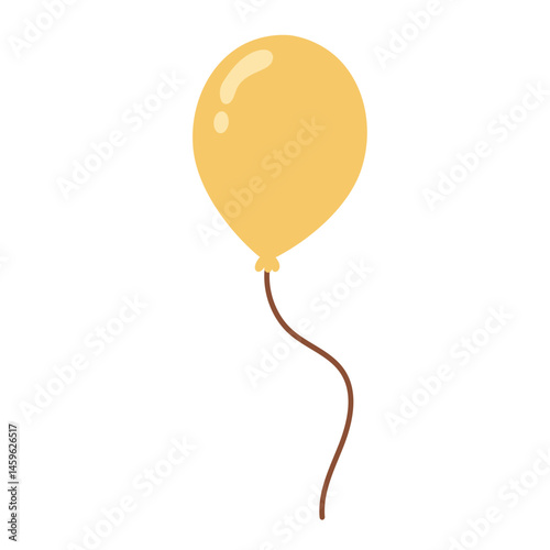Balloon with vibrant yellow orb, brown string. Great for party invitations, event promotions, joyful and celebratory themes in design projects
