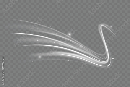 Vector glowing lines air flow effect. Speed connection background. Expressway, car headlight effect. Speed connection vector background. Png, line, blur, beam, ray, abstract, energy, pack, effect.