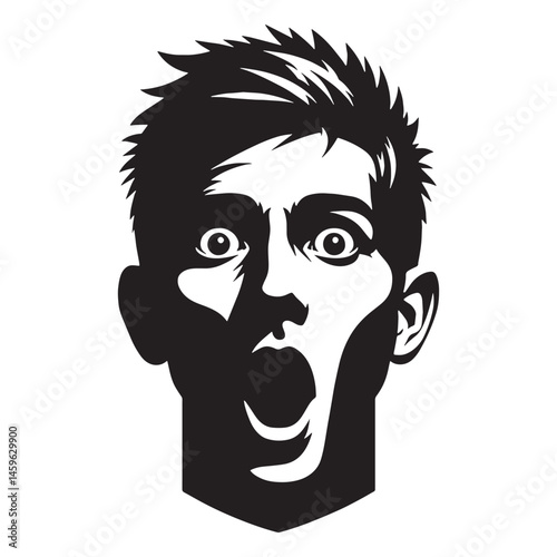 Strong Shocked Face silhouette, captured in astonishment – Shocked Face illustration – Minimalist Shocked Face vector – Shocked Silhouette

