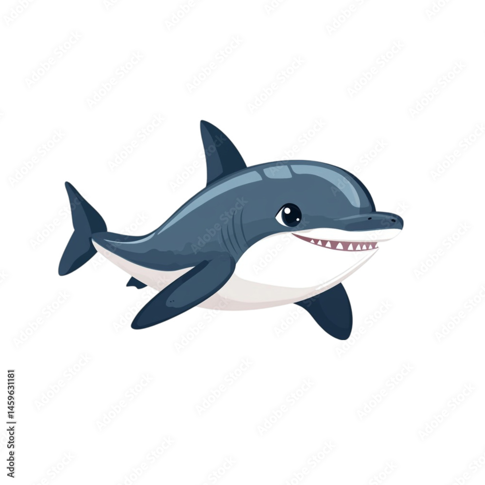 Cute cartoon shark swimming underwater ocean animal illustration graphic design