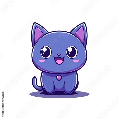 Obraz na płótnie Adorable purple kitten cartoon illustration happy cute pet animal character design w salonie