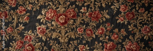 Vintage textile, royal floral motif, opulent detail, art, surface, lace