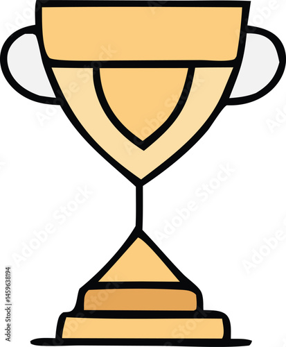 This vector illustration shows an isolated golden trophy cup icon, a symbol of success and a prize for the champion's winning achievement in a competition