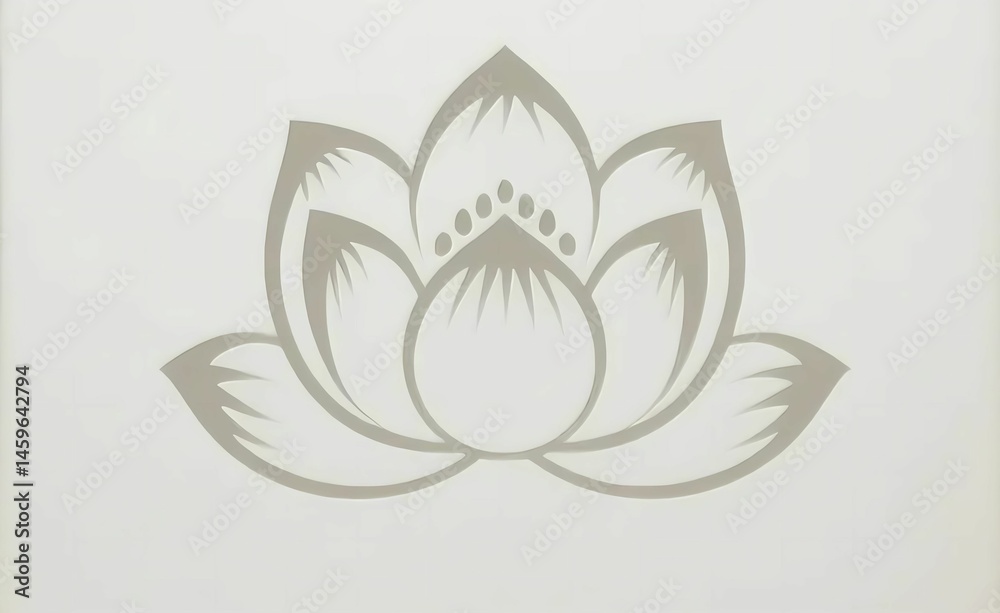 Fototapeta premium The light gray lotus pattern is presented in a concise manner, representing simplicity, peace, and introspection, and is suitable for interface design of spiritual growth courses and meditation apps.
