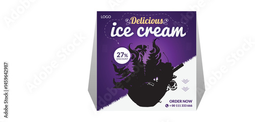 Delicious ice cream social media banner for advertising poster colorful vector file 