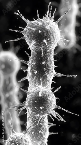 Microscopic view of elongated cell with protrusions