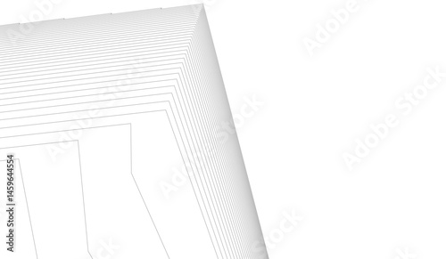 Abstract lines on white background 3d illustration 