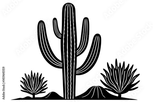 Saguaro cactus silhouette vector with transparency for desert theme graphic, saguaro cactus, silhouette, transparency, vector, desert, plant, nature, southwestern, arizona, botanical, icon