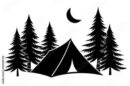 Camping tent silhouette design with transparency for adventure and travel, camping, tent, silhouette, adventure, travel, tourism, outdoors, vacation, leisure, icon, symbol, vector, graphic, design