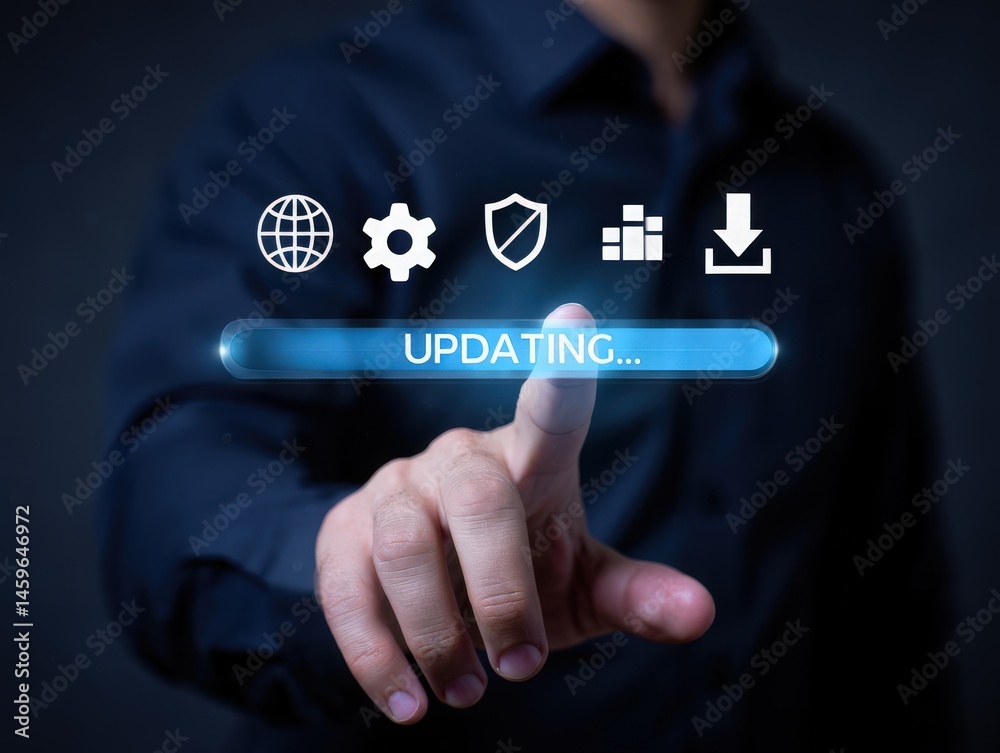 Fototapeta premium Finger touching screen of a digital tablet Update