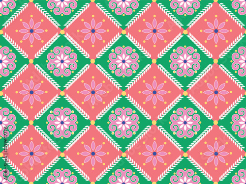 BANDHANI, TURKISH, ORNAMENT. MOROCCAN TILE MOSAIC. SPANISH ETHNIC SEAMLESS PATTERN. FOLK PRINT, MEDITERRANEAN SEAMLESS. VECTOR PATTERN IDEAL FOR TEXTILE, TAPESTRY, WALLPAPER, WRAPPING PAPER ETC.