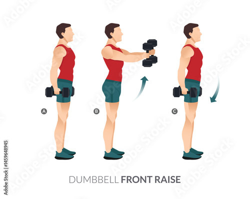 DUMBBELL FRONT RAISE, Men GYM workout fitness, aerobic and exercises.