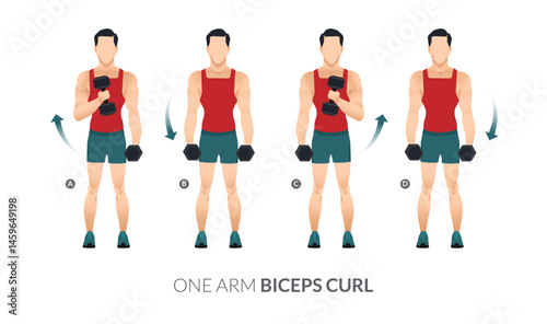 ONE ARM BICEPS CURL, Men GYM workout fitness, aerobic and exercises.