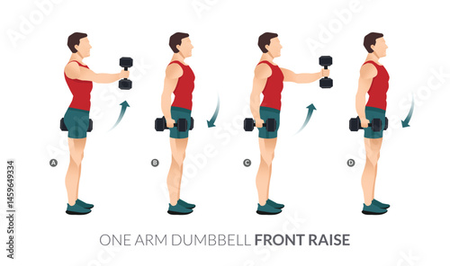 ONE ARM DUMBBELL FRONT RAISE, Men GYM workout fitness, aerobic and exercises.