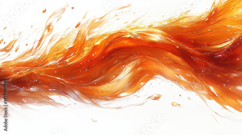Abstract Bright Orange Waves with Fluid Motion and Transparency Effects
