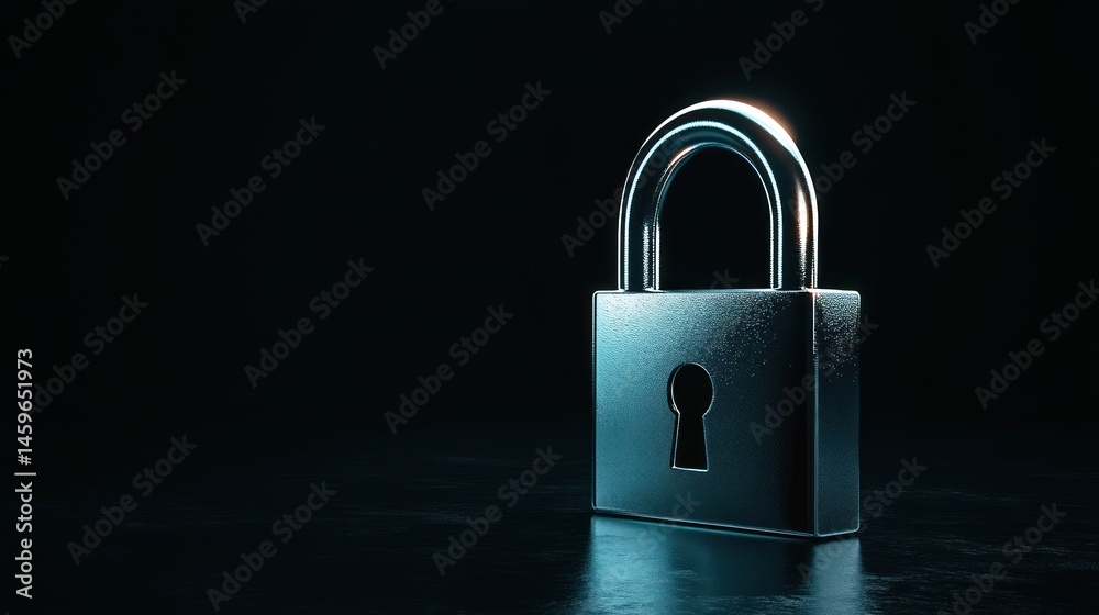 Fototapeta premium Metallic padlock security privacy digital technology