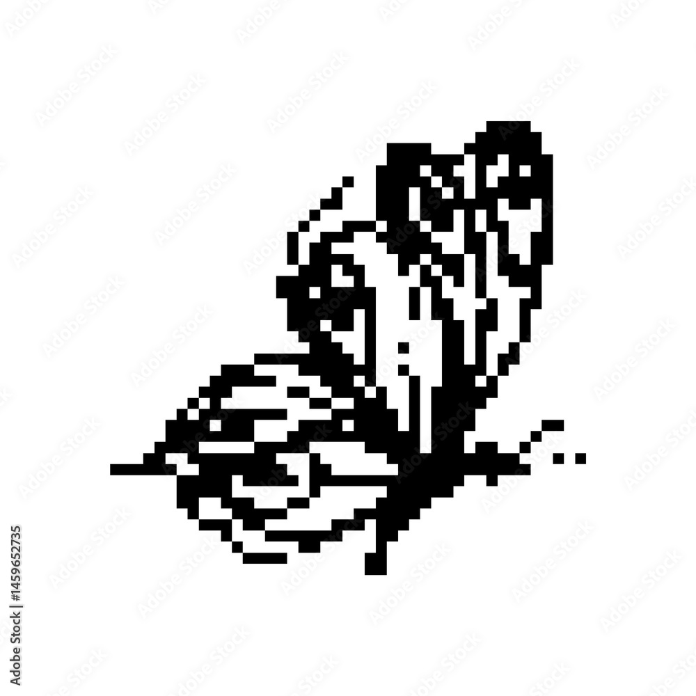 Fototapeta premium Pixel art butterfly. Animal vector illustration.