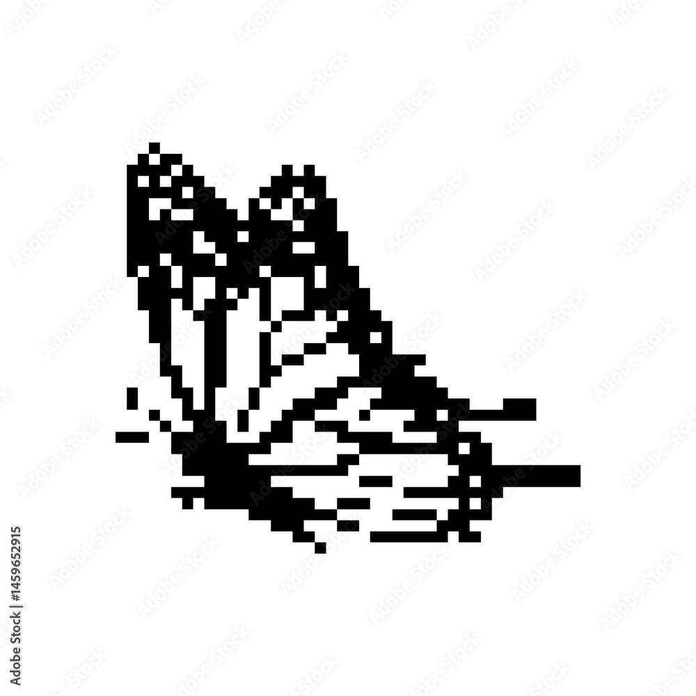 Fototapeta premium Pixel art butterfly. Animal vector illustration.