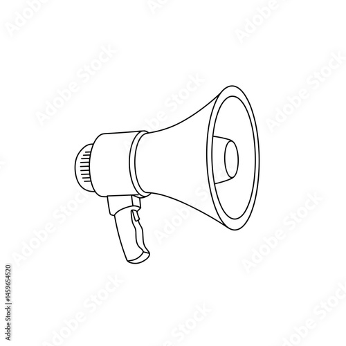 Megaphone illustration in simple line art style  