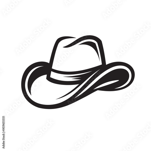 Cowboy Hat Vector – Western Rodeo Icon in Bold Black Line Art