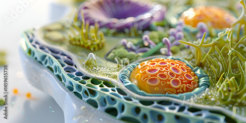 human cell, ,cell structure, mitochondria nucleus cell biology organelle 3D background, Crosssectional of eukaryote ,plant and animals cell colorful ,cell wall, and Chloroplast,endoplasmic reticulum,	