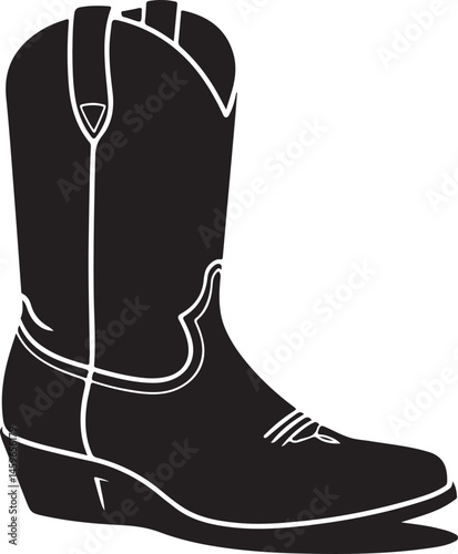Cowboy Boots Silhouette Vector  for Western, Fashion, and Lifestyle-Themed Designs Featuring Western Boot Icon