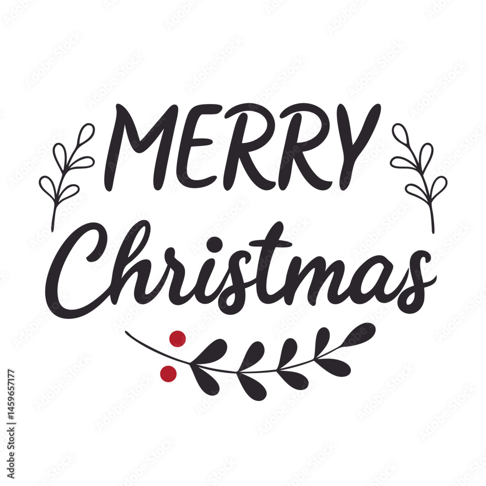 Fototapeta premium Merry Christmas typography vector illustration. 